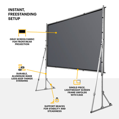 Projection Screen with Foldable Legs and Front Projection | 120 inch | White Fabric