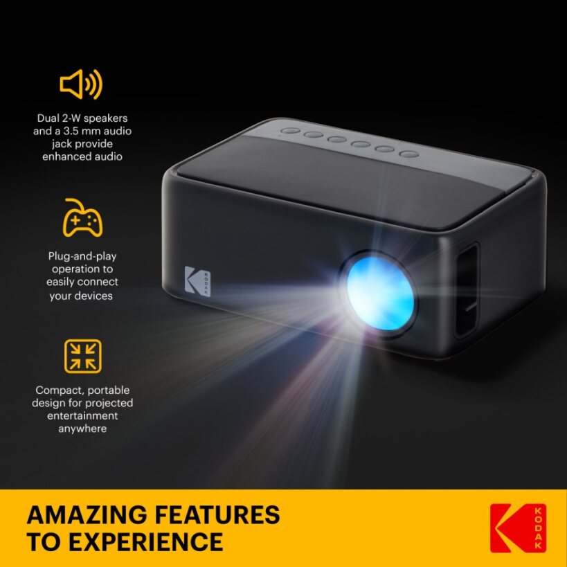 Kodak Flik X1 Mini Pico Projector, Portable Compact 100" Mini Projector